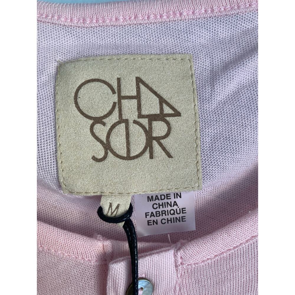 NWT Chaser 100% Cotton Button Up Top Pink Medium Coquette - Picture 4 of 9